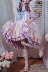 Robe JSK Lolita Sweet à taille haute avec manches assorties multicolores